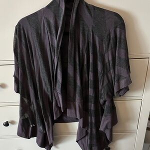Purple and Gray Striped tapered front Cardigan